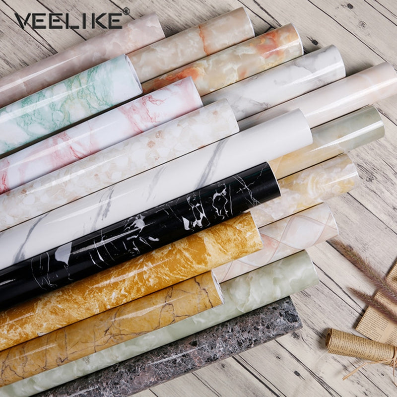 Vinyl Self Adhesive Wallpaper PVC Marble Waterproof Contact Paper Decorative Film Kitchen Cabinets Countertop Furniture Stickers