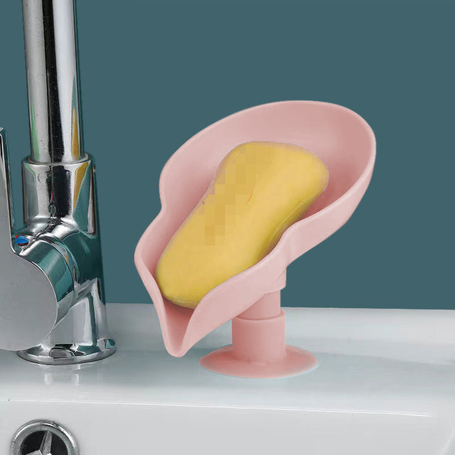 1 STÜCKE Kreative Saugnapf Seifenhalter Blattform Seifenkiste Abfluss Punch-freie Seifenkiste Badezimmer Dusche Schwamm Ablage Badezimmer