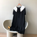CMAZ Peter Pan Collar Solid Summer Pullover Dress Loose Style Summer Mini Dress Women Elegant  Dress 2021 2021   ZH01#