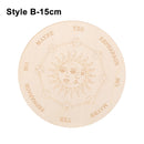 Carven Altar Wooden Divination Pendulum Board Star Sun Moon Laser Cut Slice Wood Base Coasters Wall Sign Decor Hexagonal Pointed