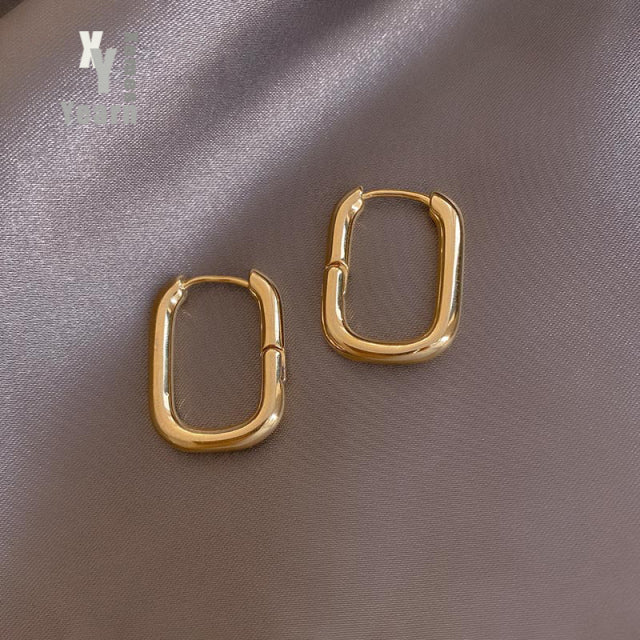 2020 New Classic Copper Alloy Smooth Metal Hoop Earrings For Woman Fashion Korean Jewelry Temperament Girl&