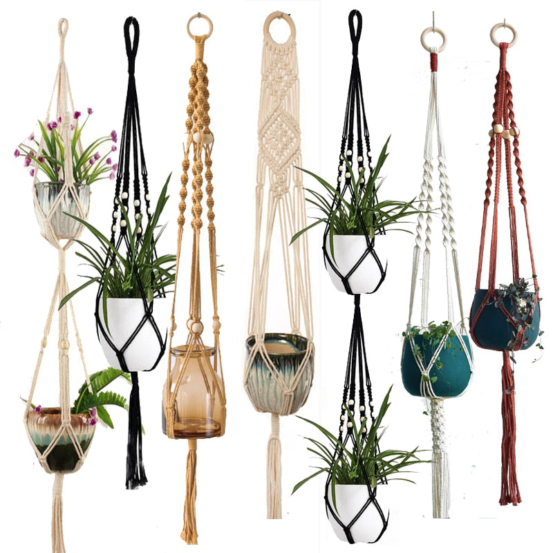 Heiße Verkäufe 100% handgemachte Makramee-Pflanzenaufhänger-Blumen- / Topfaufhänger für Wanddekorations-Countyard-Garten