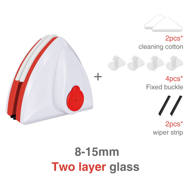 JOYBOS Magnetisches Glasfenster-Reinigungswerkzeug, automatischer Wasserablass, doppelschichtiger Wischer, spezieller Fensterreiniger für den Haushalt