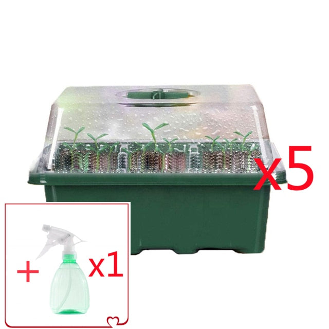 5 Sets Plastic Nursery Pot 12 Holes Seed Grow Planter Box Greenhouse Seeding Garden Seed Pot Tray plant Seedling Tray With Lids