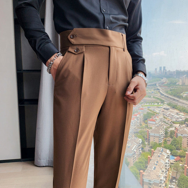 British Style Autumn New Solid Business Casual Suit Pants Men Clothing Simple All Match Formal Wear Office Trousers Straight 36