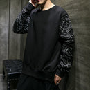 Otoño Invierno estilo chino sudaderas con capucha para hombres jersey bordado cuello redondo suéter chaqueta suelta grande manga larga Top