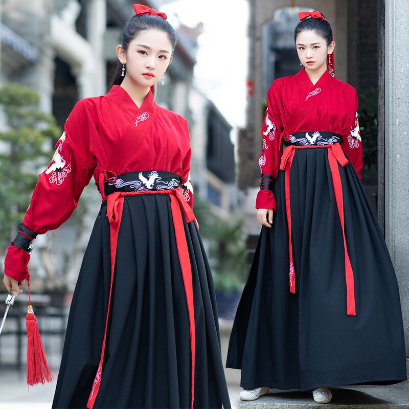 Hanfu female fairy elegant ancient students improve Chinese style elements martial arts style costume stage performance costumes