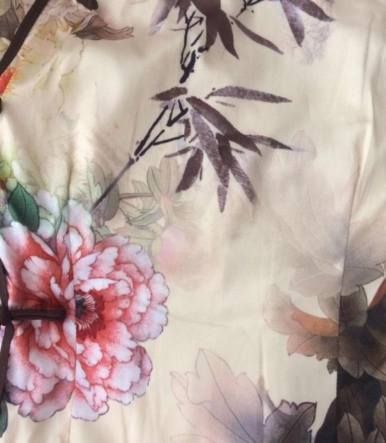 Das chinesische traditionelle Cheongsam New Elegant Printing Bamboo und Flowers Daily Autumn Long Dress Cheongsam