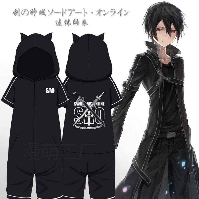 Anime Sword Art Online Cosplay pijamas Cos fiesta de Halloween hombres y mujeres algodón manga corta pijamas Cosplay disfraz