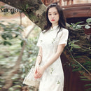 2021 Summer New Cheongsam Daily Young Girl Retro Fresh Mid Long Modified Dress Chinese Traditional Dress  Chinese Dress  Modern