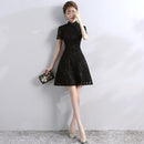 2021 Fashion Women Retro Temperament Improved Cheongsam Daily Wear Spring Summer Champagne Lace A-line Dress