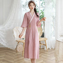 2021 New Improved Hanfu, Chinese Style Retro Ethnic Cotton Jacquard Slim-fit Collar Dress