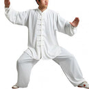 2Pcs/Set Unisex Button Placket Shirt Loose Solid Color Chinese Traditional Tai Chi Suit Kung Fu Wear