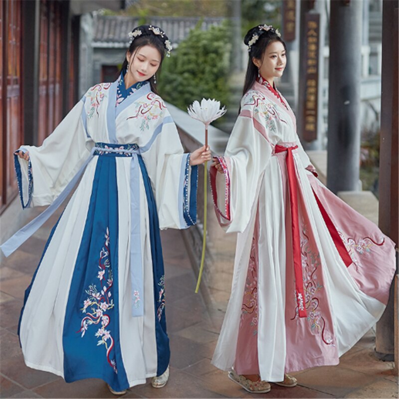 Chinese style cross collar Hanfu three-piece dance costume performance costume embroidery ladies Hanfu