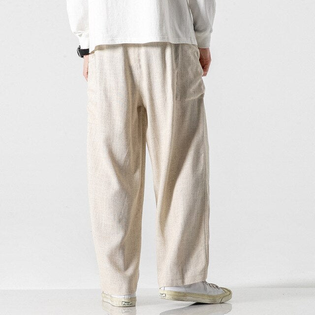 Chinese Style Loose Wide Leg Pants Personalized Pants, Men's Hanfu Pants