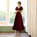 Burgundy Prom Dresses V-Neck Velour Party Long Prom Gown Sexy Backless Evening Dresses Robe De Soiree