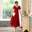 Burgundy Prom Dresses V-Neck Velour Party Long Prom Gown Sexy Backless Evening Dresses Robe De Soiree