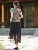 New Style Cheongsam Suit Summer Daily Cheongsam Tops Skirt Chinese Style Improved Tang Suit Dress