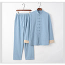 Linen Solid Traditional Chinese Style Tops Pants for Men Color Kung Fu Tang Suit New Year Festival Autumn Casual Jacket Clothing