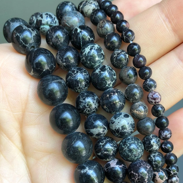 Natural Black Agates Onyx Stone Beads Smooth Round Loose Spacer Beads For Jewelry Making DIY Bracelets 15&#39;&#39; 4/6/8/10/12/14mm