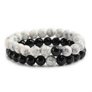 Conjunto de pulsera para parejas, distancia, negro, blanco, piedra de lava Natural, ojo de tigre, pulseras de Yoga con cuentas para hombres y mujeres, joyería de cuerda elástica