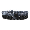 Conjunto de pulsera para parejas, distancia, negro, blanco, piedra de lava Natural, ojo de tigre, pulseras de Yoga con cuentas para hombres y mujeres, joyería de cuerda elástica