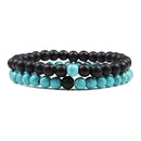 Conjunto de pulsera para parejas, distancia, negro, blanco, piedra de lava Natural, ojo de tigre, pulseras de Yoga con cuentas para hombres y mujeres, joyería de cuerda elástica