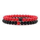 Conjunto de pulsera para parejas, distancia, negro, blanco, piedra de lava Natural, ojo de tigre, pulseras de Yoga con cuentas para hombres y mujeres, joyería de cuerda elástica