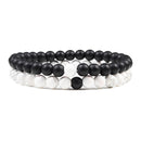 Conjunto de pulsera para parejas, distancia, negro, blanco, piedra de lava Natural, ojo de tigre, pulseras de Yoga con cuentas para hombres y mujeres, joyería de cuerda elástica