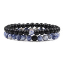 Conjunto de pulsera para parejas, distancia, negro, blanco, piedra de lava Natural, ojo de tigre, pulseras de Yoga con cuentas para hombres y mujeres, joyería de cuerda elástica