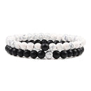 Conjunto de pulsera para parejas, distancia, negro, blanco, piedra de lava Natural, ojo de tigre, pulseras de Yoga con cuentas para hombres y mujeres, joyería de cuerda elástica