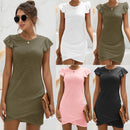 2021 summer new product hot sale ruffled short-sleeved cross dress