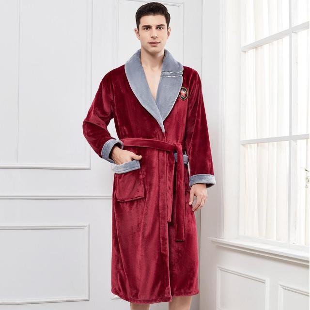 Männer Casual Kimono Bademantel Herbst Winter Flanell Lange Robe Dicke Warme Nachtwäsche Plus Größe 3XL Nachthemd Männlich Lose Home Wear