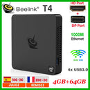 Beelink T4 Mini PC BT4 Intel Atom X5 Z8500 Quad Core Windows 10 4K HTPC con 4GB RAM 64GB ROM Dual Wifi BT4.0 1000M LAN USB3.0