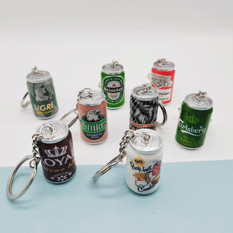 Simulation Beer Cans Keychain Boy Men Creative Trinket Couple&