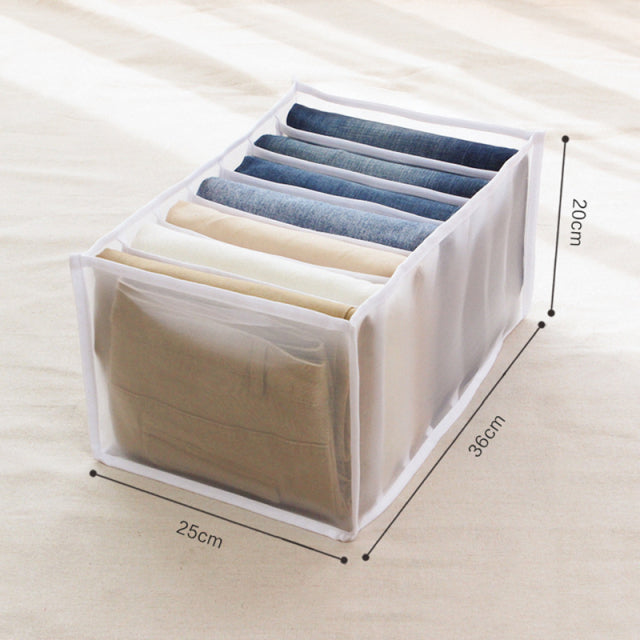 Jeansfach Aufbewahrungsbox Schrank Kleiderschublade Mesh Trennbox Stapeln Hosenschublade Trennwand Kann gewaschen werden Home Organizer