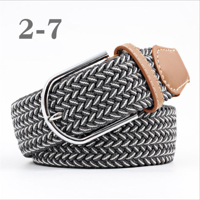 ZLD 60 Colors Female Casual Knitted Pin Buckle Men Belt Woven Canvas Elastic Expandable Braided Stretch Belts For Women Jeans