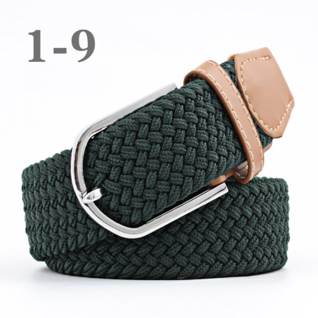 ZLD 60 Colors Female Casual Knitted Pin Buckle Men Belt Woven Canvas Elastic Expandable Braided Stretch Belts For Women Jeans