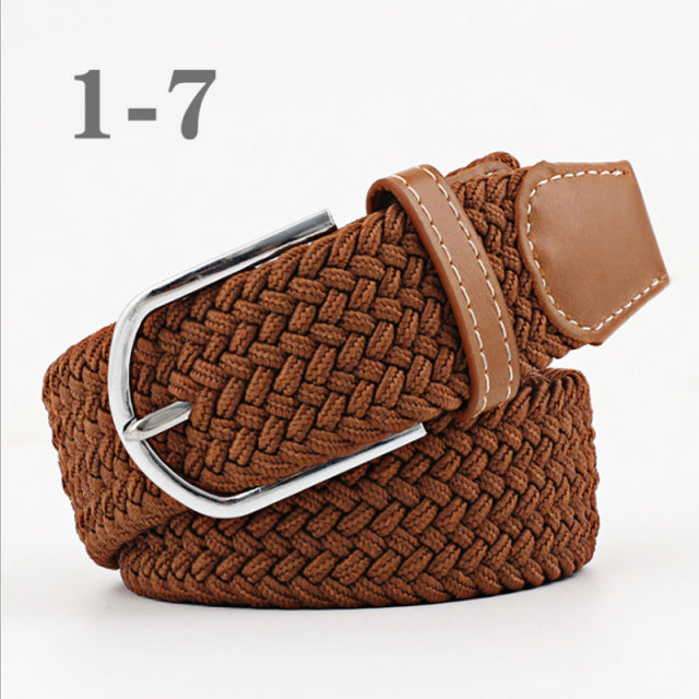 ZLD 60 Colors Female Casual Knitted Pin Buckle Men Belt Woven Canvas Elastic Expandable Braided Stretch Belts For Women Jeans