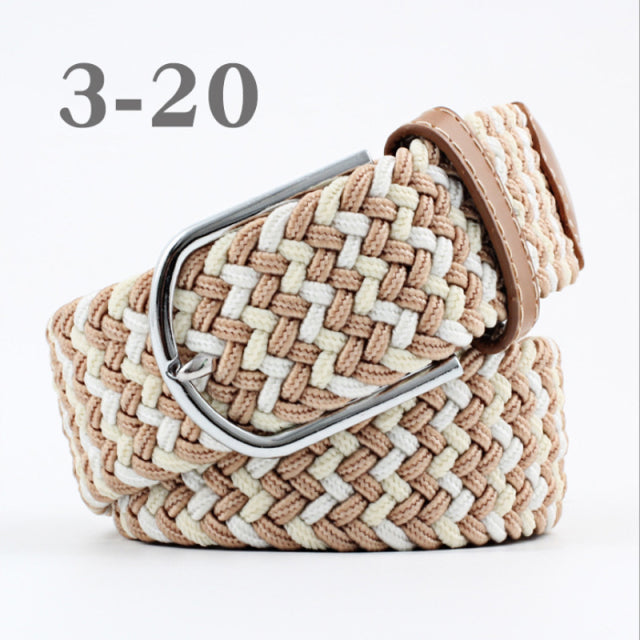 ZLD 60 Colors Female Casual Knitted Pin Buckle Men Belt Woven Canvas Elastic Expandable Braided Stretch Belts For Women Jeans