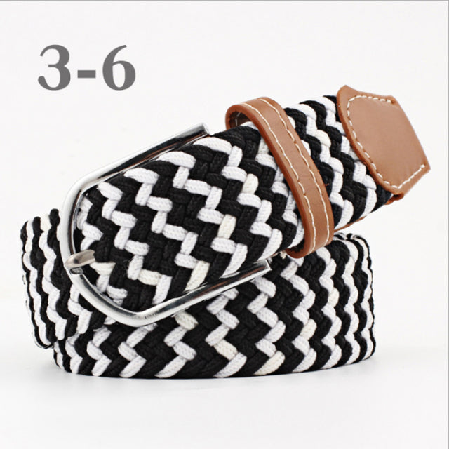 ZLD 60 Colors Female Casual Knitted Pin Buckle Men Belt Woven Canvas Elastic Expandable Braided Stretch Belts For Women Jeans