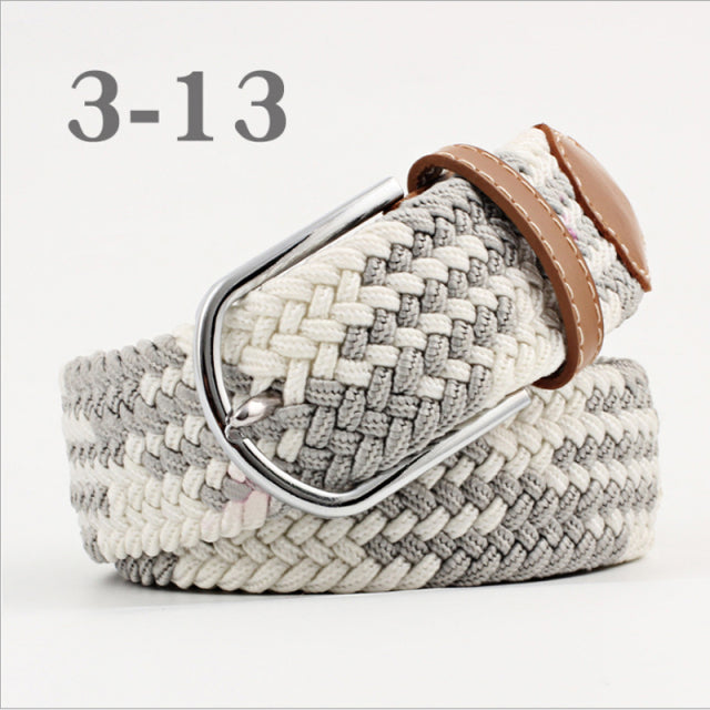 ZLD 60 Colors Female Casual Knitted Pin Buckle Men Belt Woven Canvas Elastic Expandable Braided Stretch Belts For Women Jeans