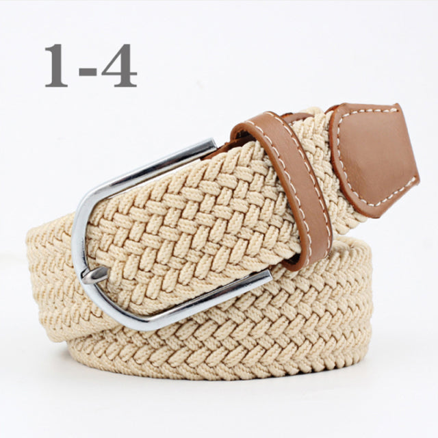 ZLD 60 Colors Female Casual Knitted Pin Buckle Men Belt Woven Canvas Elastic Expandable Braided Stretch Belts For Women Jeans