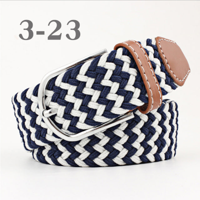 ZLD 60 Colors Female Casual Knitted Pin Buckle Men Belt Woven Canvas Elastic Expandable Braided Stretch Belts For Women Jeans