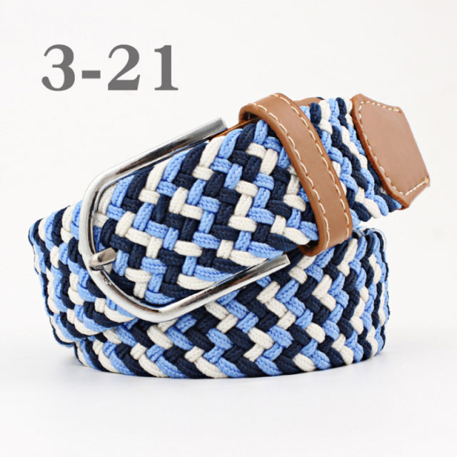 ZLD 60 Colors Female Casual Knitted Pin Buckle Men Belt Woven Canvas Elastic Expandable Braided Stretch Belts For Women Jeans