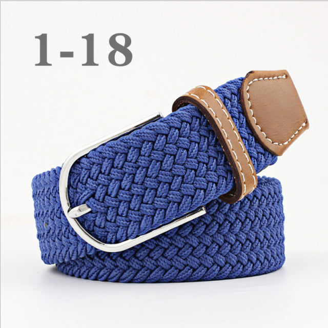 ZLD 60 Colors Female Casual Knitted Pin Buckle Men Belt Woven Canvas Elastic Expandable Braided Stretch Belts For Women Jeans