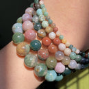 Natural Stone Beads 4-10mm Aquamarines Lava Opal Rose Quartzs Tiger Eye Moonstone Round Beads for Jewelry Making Diy Bracelet