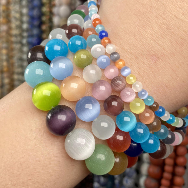 Natursteinperlen 4–10 mm, Aquamarine, Lava, Opal, Rosenquarz, Tigerauge, Mondstein, runde Perlen für die Schmuckherstellung, DIY-Armbänder