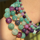 Natural Stone Beads 4-10mm Aquamarines Lava Opal Rose Quartzs Tiger Eye Moonstone Round Beads for Jewelry Making Diy Bracelet