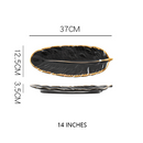 Creative Luxury Feather Storage Tray Ceramic Fruit Cake Dessert Tableware Dish Organizer Jewelry Decorative Serving Tray Set